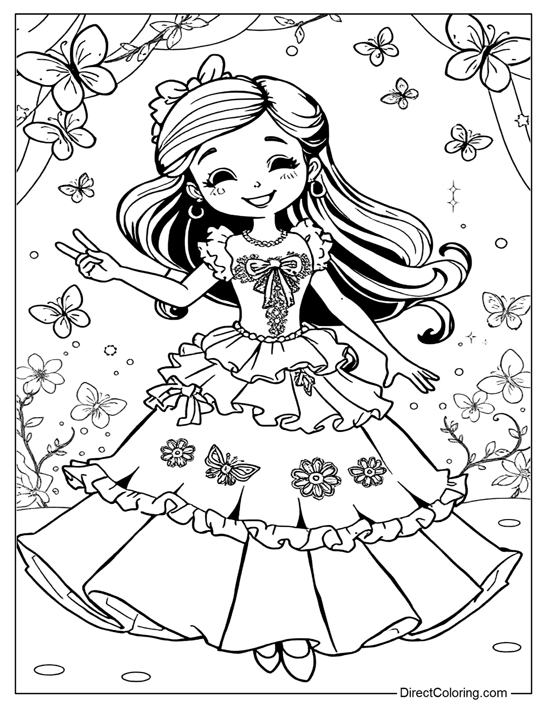 Beautiful Dress Ball Gown Coloring for Free